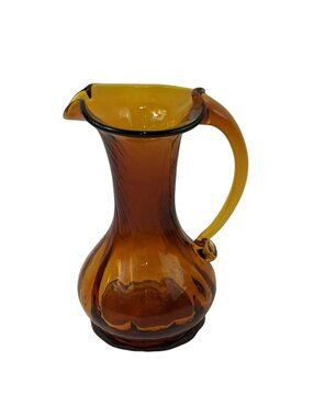 MID CENTURY Amber Glass Hand Blown Cruet art glass 46g
